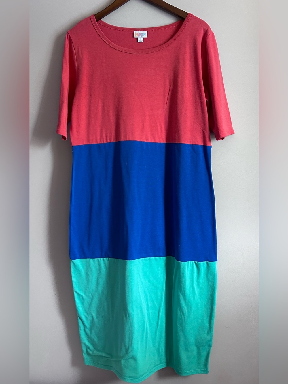 LuLaRoe Julia Color block Dress Size Large